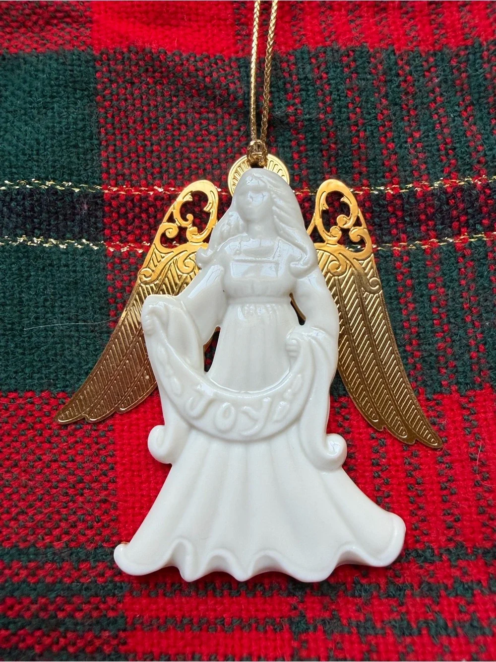 VINTAGE 1994 Lenox Angel of Joy Porcelain Ornament Gold Wings Boxed